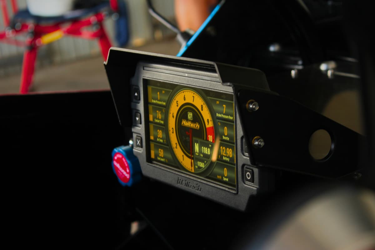Race data dash display in a cockpit